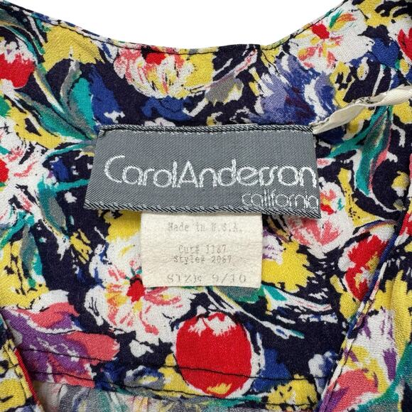 Vintage 80s Rayon Floral Midi Dress Size 9/10 Pockets Buttons CAROLE ANDERSON - Picture 6 of 10